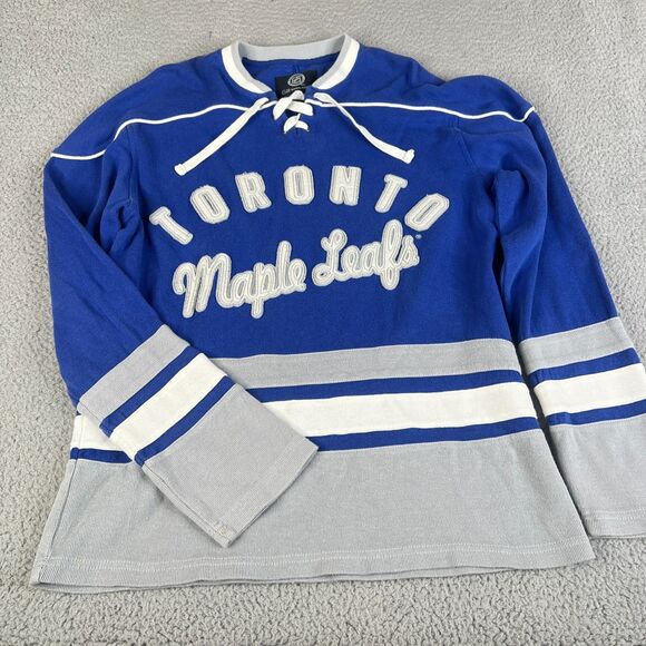 Toronto Maple Leafs Sweatshirt Womens M G111 Sports Carl Banks Sweater Lace Up